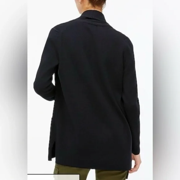 J. Crew Chelsea Sweater Blazer Black Size Medium Cotton Open Cardigan Long - Picture 2 of 10